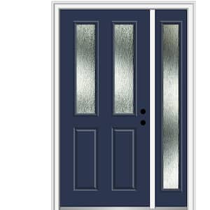 50 in. x 80 in. Left-Hand Inswing Rain Glass Naval Fiberglass Prehung Front Door on 6-9/16 in. Frame