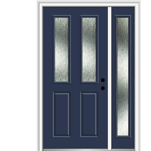 MMI Door 50 in. x 80 in. Left-Hand Inswing Rain Glass Naval Fiberglass Prehung Front Door on 6-9/16 in. Frame