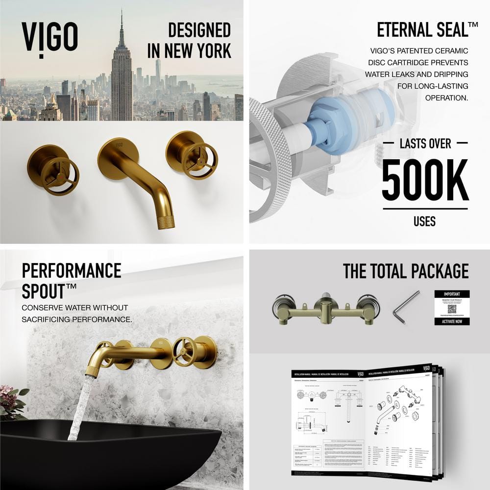 Brooklyn Industrial-Chic Matte Brushed Gold Dual-Handle Faucet