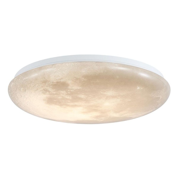 Lightania 15 in. 30-Watt Gray Moon Surface Integrated LED Flush Mount with Gray Acrylic Shade