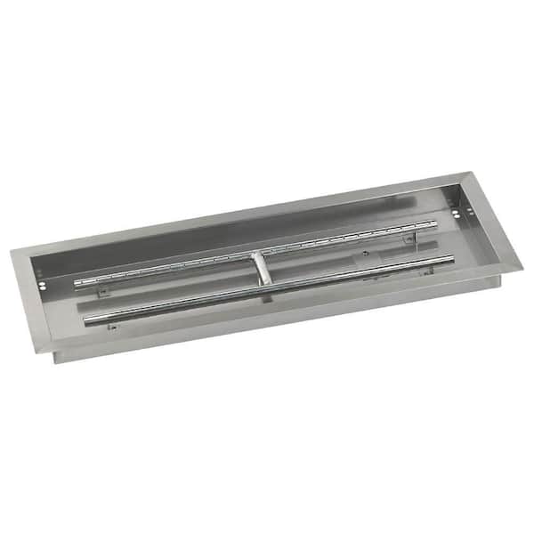 American Fire Glass 30 in. x 10 in. Stainless Steel Rectangular Drop-In Fire Pit Pan