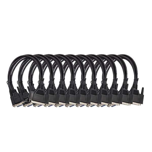 6 Feet AT Modem Serial (DB9 Female to DB25 Male) Cable Black 10-Pack