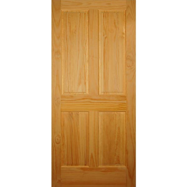 Builders Choice 36 in. x 80 in. Left-Handed 4-Panel Solid Core Pine Single Prehung Interior Door