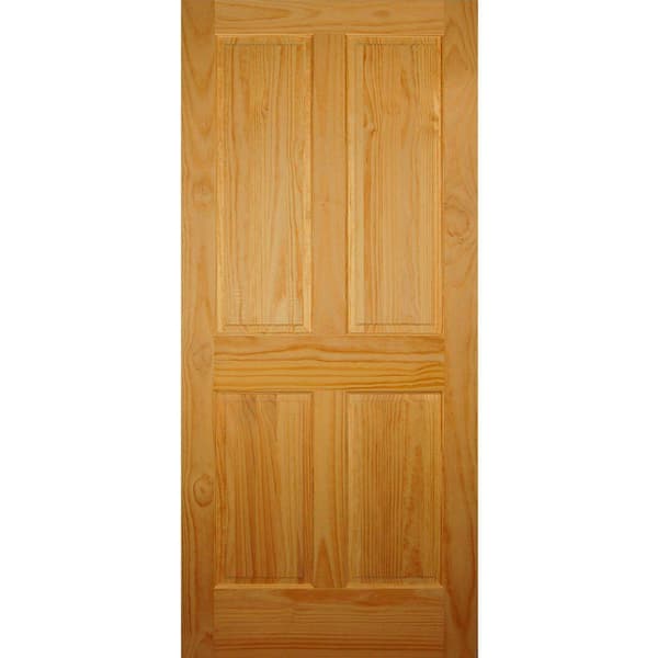 Builders Choice 36 in. x 80 in. 4-Panel Solid Core Unfinished Clear Pine Wood Interior Door Slab