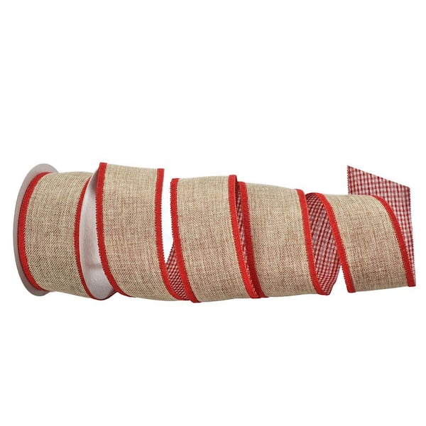 Regency International 2.5 in. x 10Y Red Burlap and Gingham Christmas ...