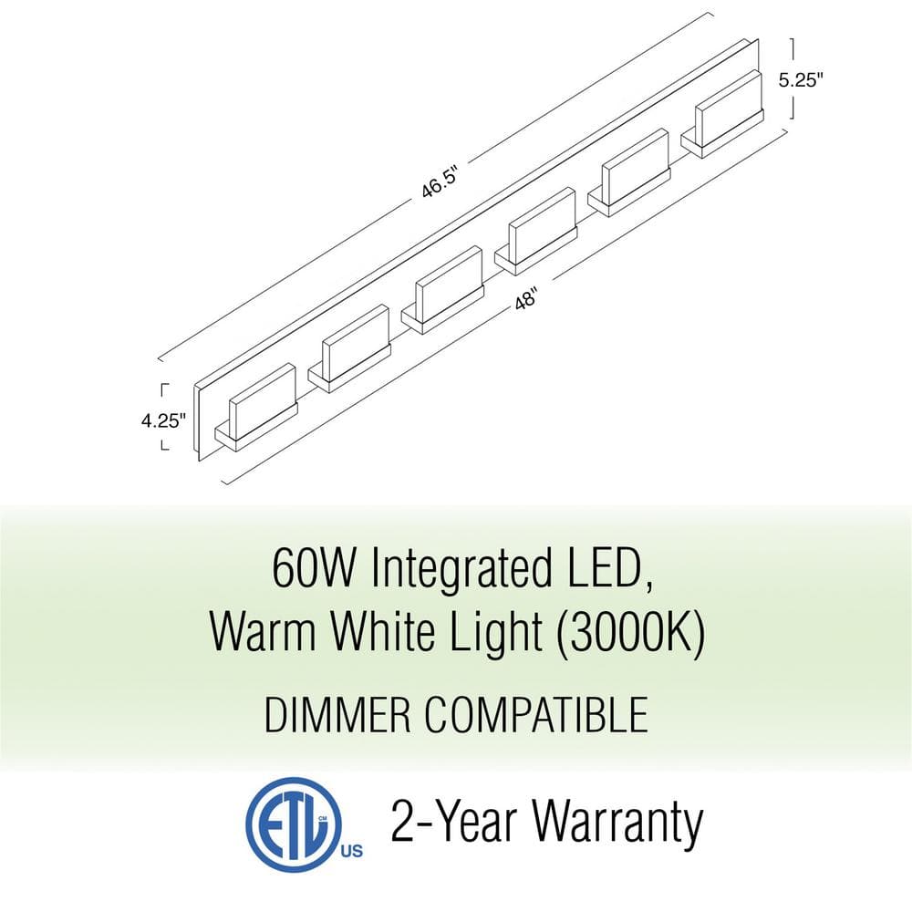 Everett 48" Brushed Nickel LED Bathroom Vanity Light with Frosted Acrylic Shade