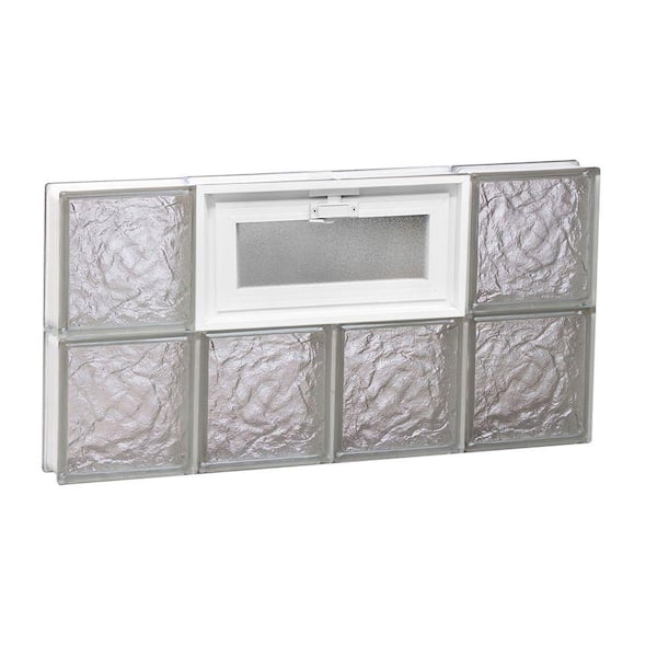 Clearly Secure 31 in. x 15.5 in. x 3.125 in. Frameless Ice Pattern Vented Glass Block Window