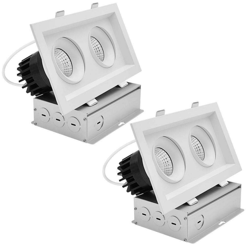 2-Head Integrated LED Rectangular Regressed Gimbal Recessed Light, 360° + 15° Swivel, 5CCT, 30W, 2000LM, Dimmable 2 Pack price history on PriceWatchPro
