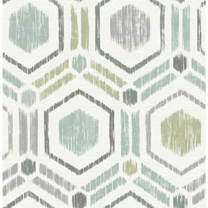 Borneo Light Green Geometric Grasscloth Strippable Wallpaper (Covers 56.4 sq. ft.)