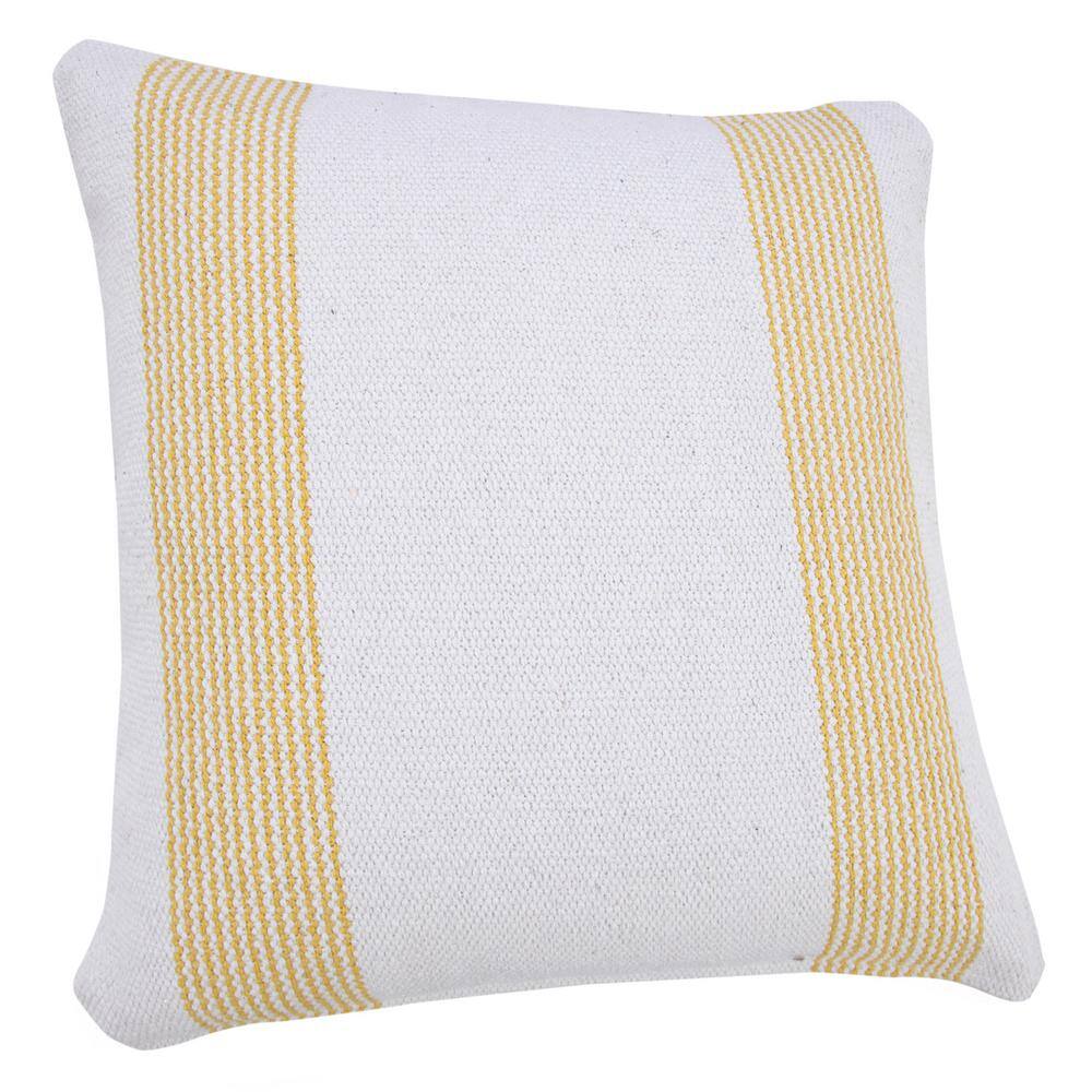 Balanced Yellow and White Cotton Polyester 20" x 20" Throw Pillow