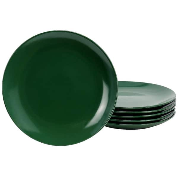 Gibson Simply Essential Display 6 Piece 7.5 Inch Stoneware Dessert Plate Set in Hunter Green