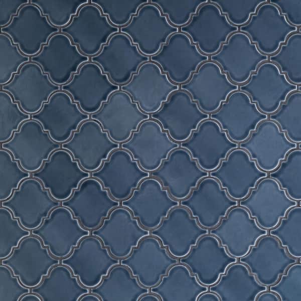 unoa 【Arabesque  blue】Sleeve design MSI Take Home Tile Sample-Bay Blue Glossy Arabesque 4 in. x