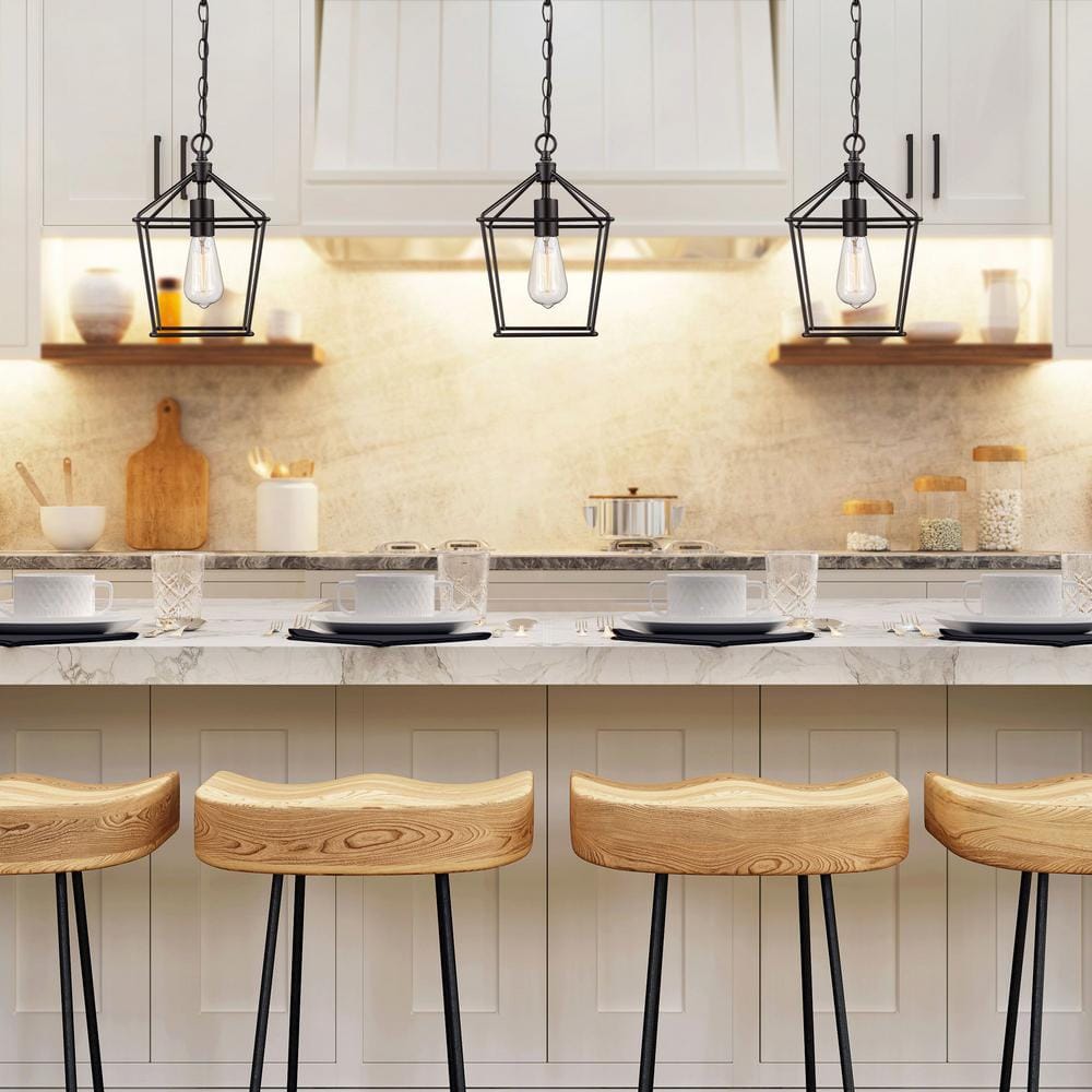 Lacey Too Farmhouse Industrial 8" Black Mini Pendant Light