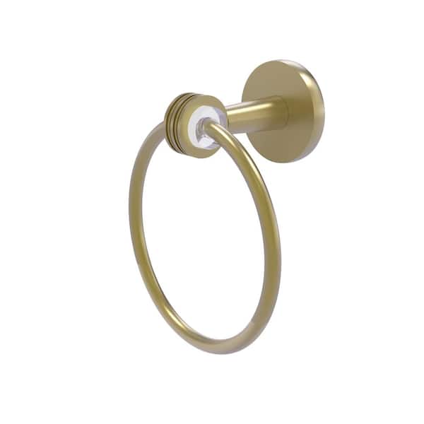 Allied Brass Clearview Collection Wall Mounted Towel Ring with Dotted Accents in Satin Brass