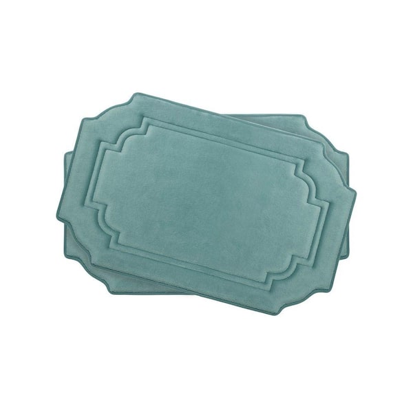BounceComfort Calypso Marine Blue 17 in. x 24 in. Memory Foam 2-Piece Bath Mat Set