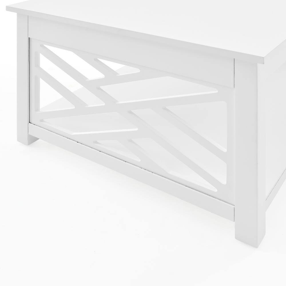 White Pine Rectangular Coffee Table with Lattice Storage