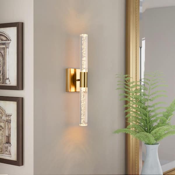 GoYeel 18.5 in. Gold Integrated LED Bubble Acrylic Bathroom Vanity Light Bar