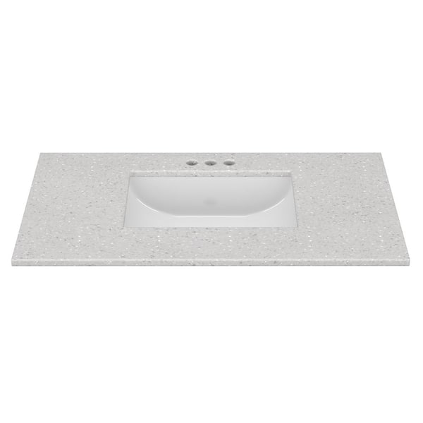 37 in. W x 22 in. D Cultured Marble Rectangular Undermount Single Basin Vanity Top in Silver Stream