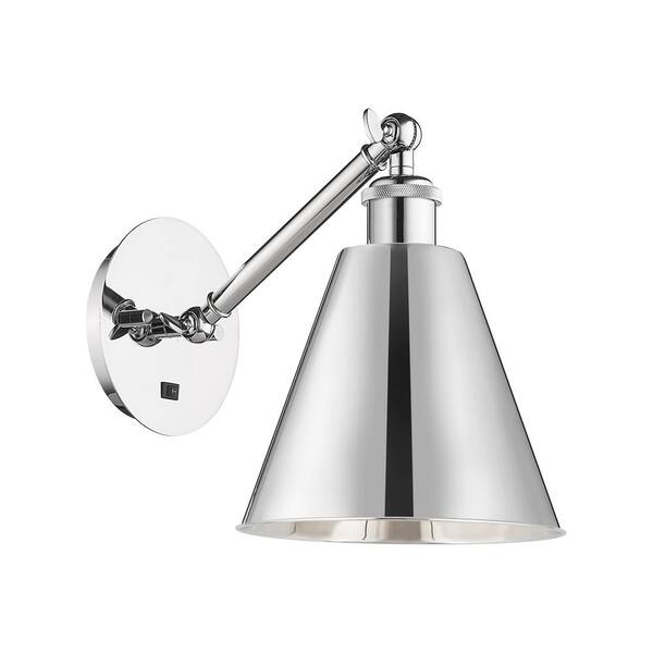 Ballston Cone 1-Light Polished Chrome Wall Sconce with Silver Metal Shade