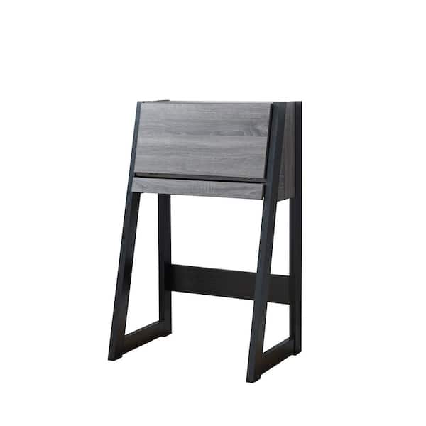 Furniture of America Claude 26 in. W Rectangular Dark Gray MDF Computer Desk With Flip Down Cabinet And Drawer