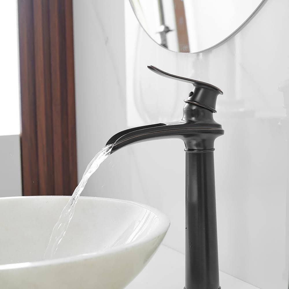 Oil-Rubbed Bronze Waterfall Bathroom Vessel Sink Faucet