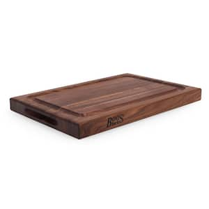 Block 12 in. x 18 in. Rectangular Walnut Wood Edge Grain Cutting Board with Deep Juice Groove