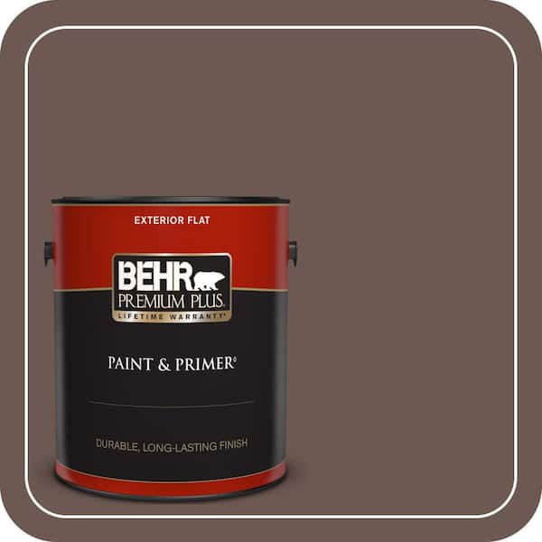 BEHR PREMIUM PLUS 1 gal. #N180-7 Oiled Teak Flat Exterior Paint & Primer