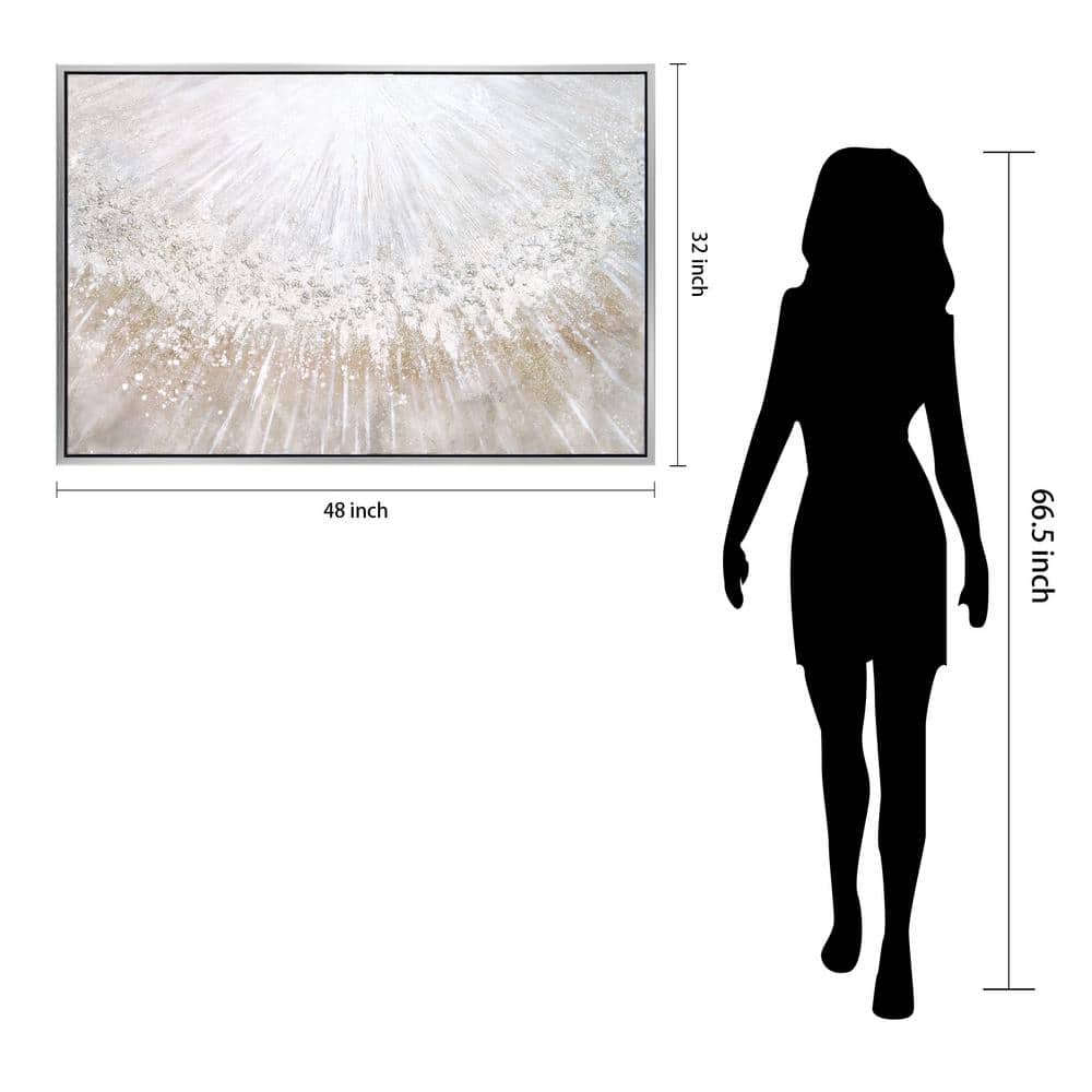 Empire Art Silver and Gold Abstract Canvas with Champagne Frame, 32" x 48"