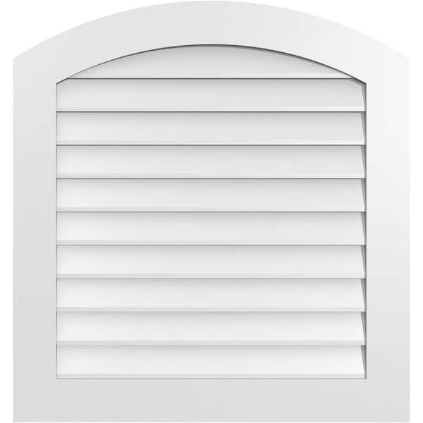 Ekena Millwork 32" x 34" Arch Top Surface Mount PVC Gable Vent: Functional with Standard Frame