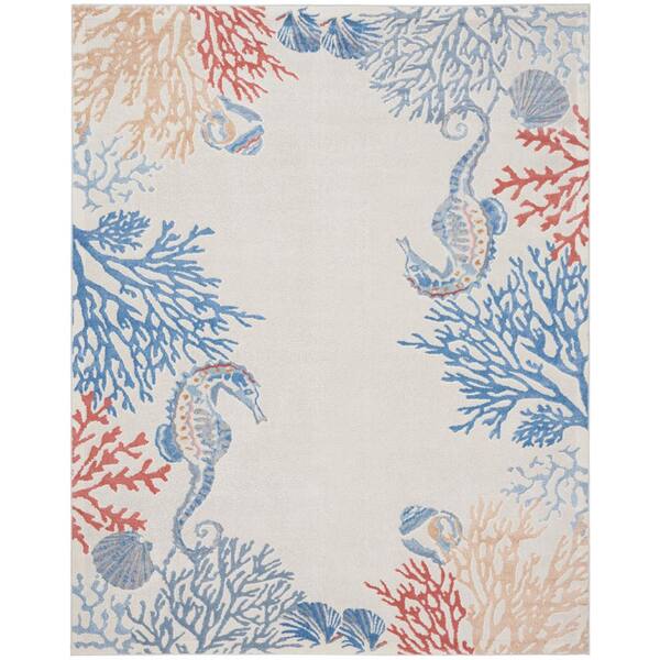 Nourison Pompeii Ivory/Multi 8 ft. x 10 ft. Nature-Inspired Contemporary Area Rug