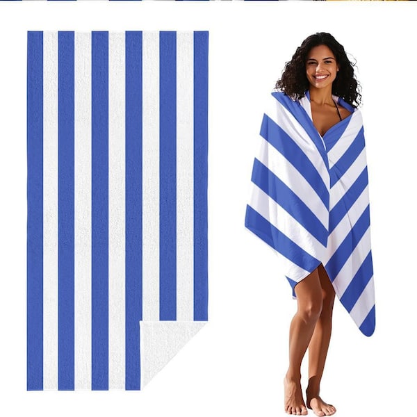 Violeta Microfiber Cabana Stripe Beach Towel 30 in. x 60 in.