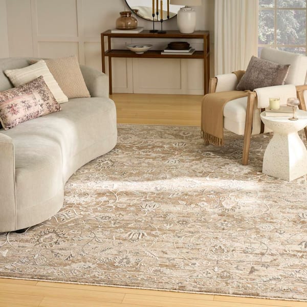 Harbor Beige 9 ft. x 12 ft. Floral Traditional Area Rug