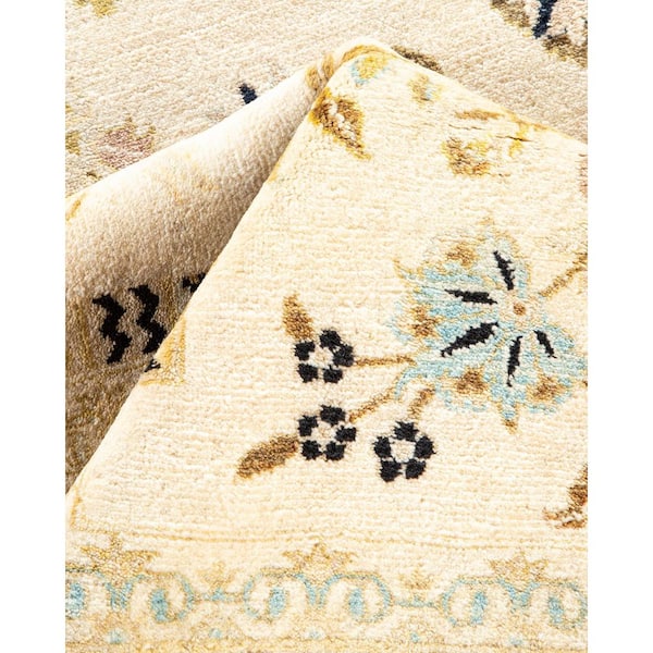 Mogul Ivory 9 ft. x 12 ft. Oriental Wool Indoor Area Rug