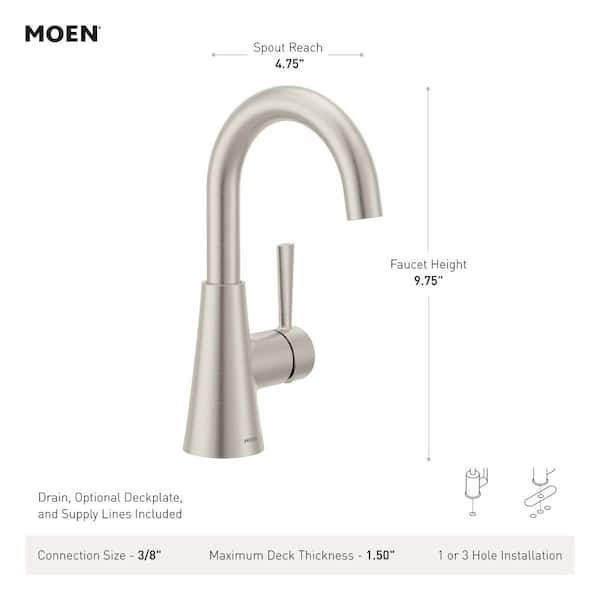 MOEN Ronan Single Hole Single-Handle Curved Bathroom Faucet in