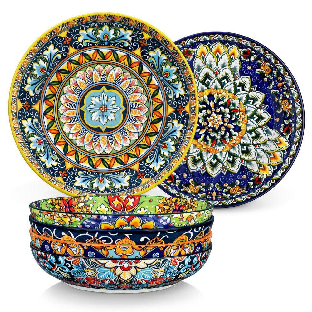 vancasso 42 fl. oz. Multi-Colored Porcelain Pasta Bowls Set of 6