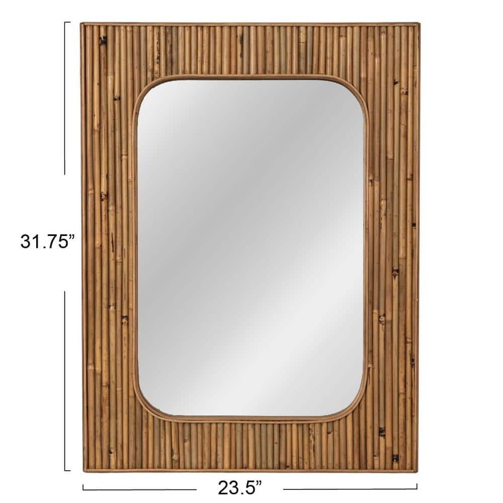 Natural Rattan and Firwood Rectangular Wall Mirror