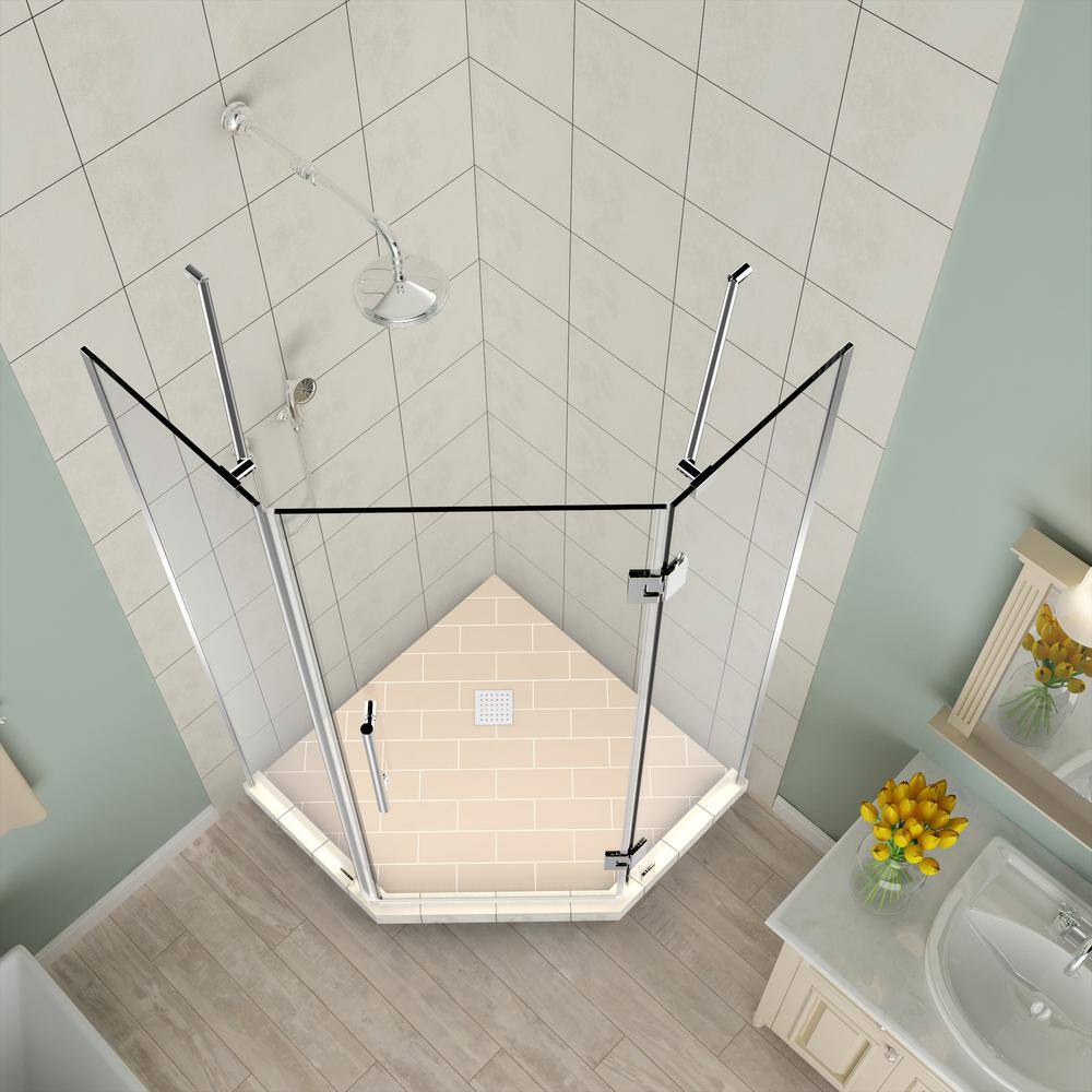 Merrick 34" x 72" Frameless Chrome Neo-Angle Shower Enclosure