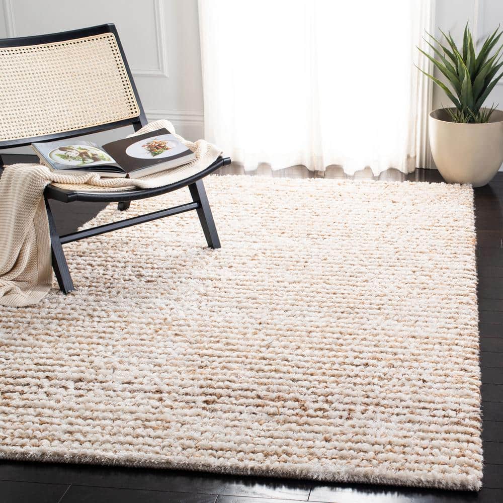 Luxe Hand-Tufted Shag Wool Blend 4' x 6' White Rectangular Rug