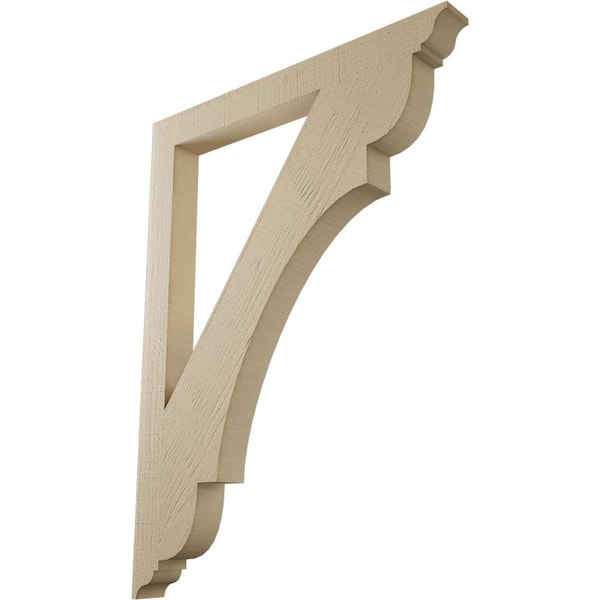 Ekena Millwork 3.5 in. x 48 in. x 36 in. Olympic Traditional Rough Cedar Woodgrain Timberthane Polyurethane Bracket, Primed Tan