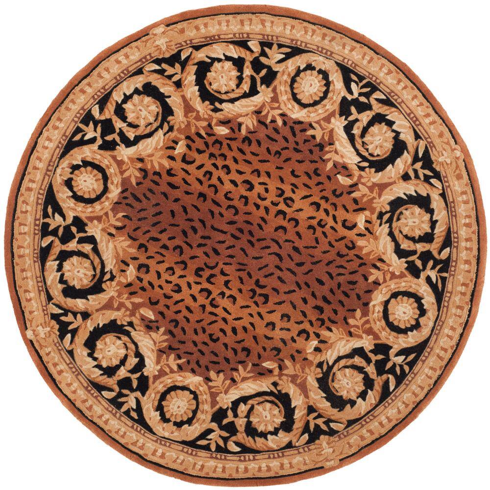 Handmade Black Wool Tufted Round Area Rug, 6' x 6'