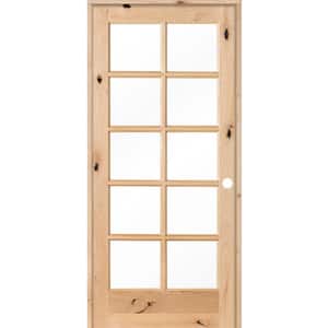 36 in. x 80 in. Knotty Alder 10-Lite Low-E Insulated Glass Solid Wood Left-Hand Single Prehung Interior Door