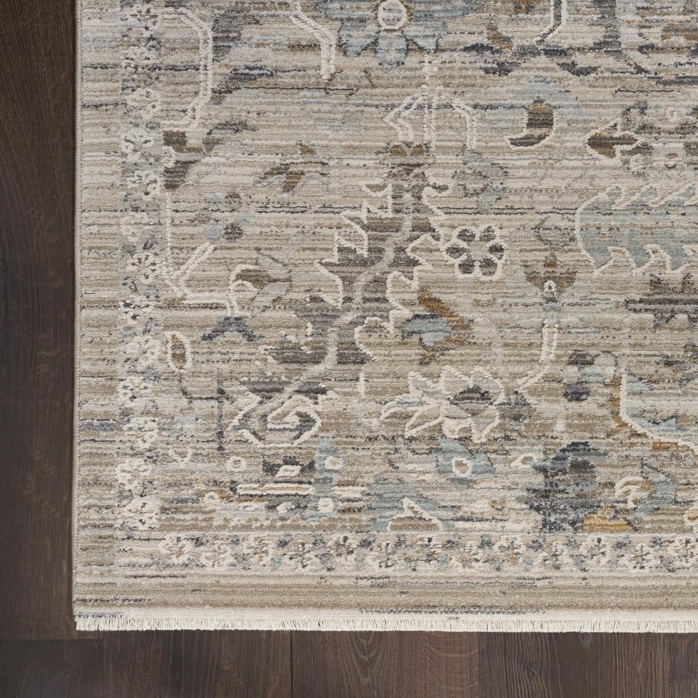 Nyle Ivory Taupe Floral Synthetic 8x10 Area Rug