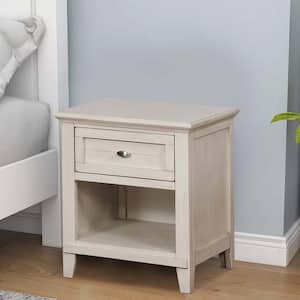 Gray and Green 1-Drawer 18.88 in. Acrylic Nightstand