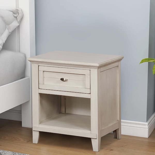 Benjara Gray and Green 1-Drawer 18.88 in. Acrylic Nightstand