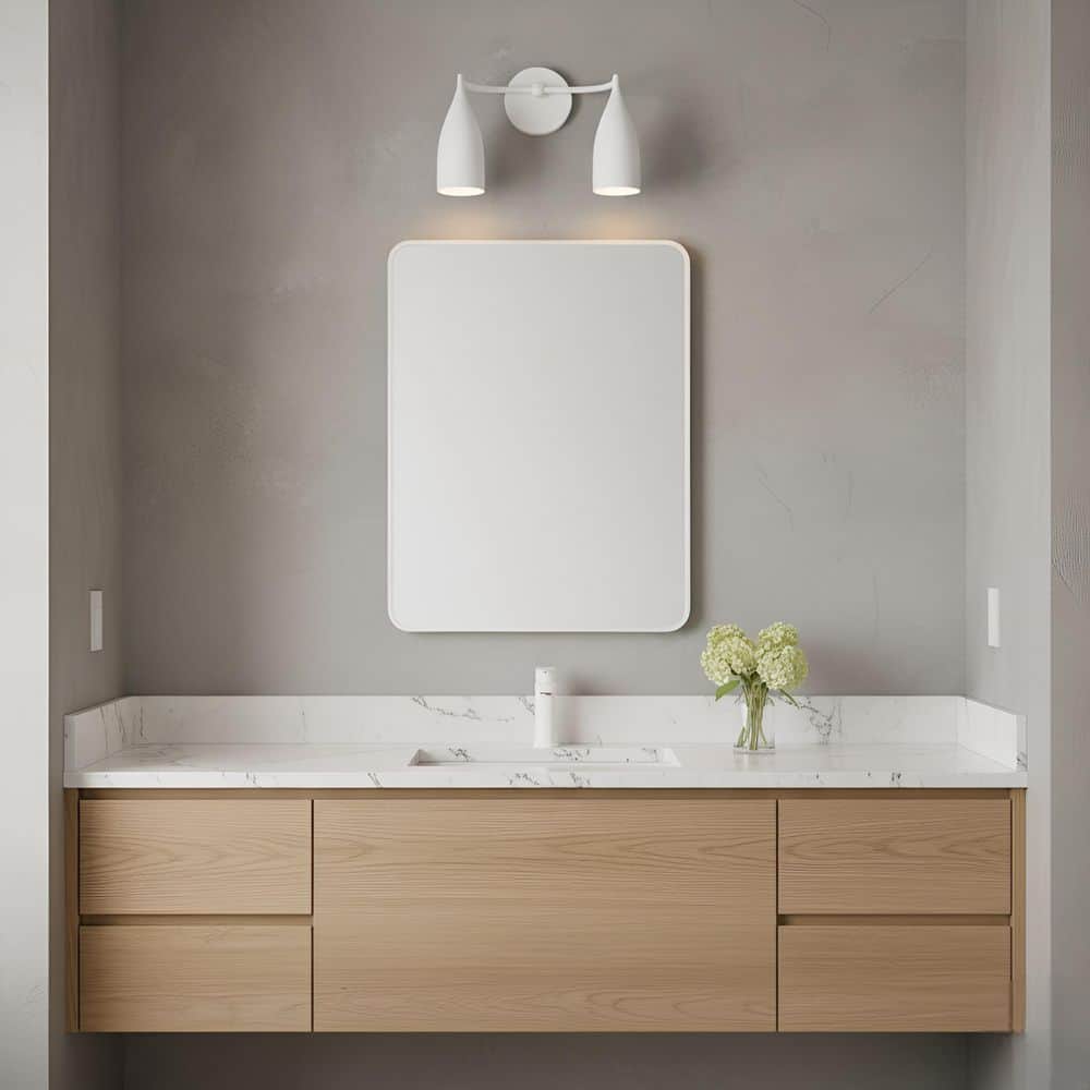 Maya 14.75 in. W x 10.125 in. H 2-Light Matte White Dimmable Bathroom Vanity Light with No Bulbs Included price history on PriceWatchPro