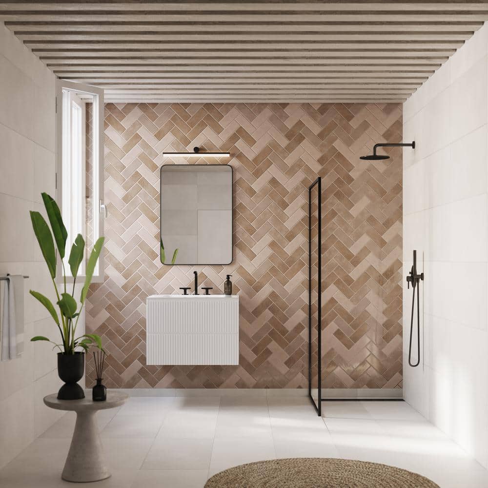 Karma 3" x 8" Brown Glazed Ceramic Subway Wall Tile
