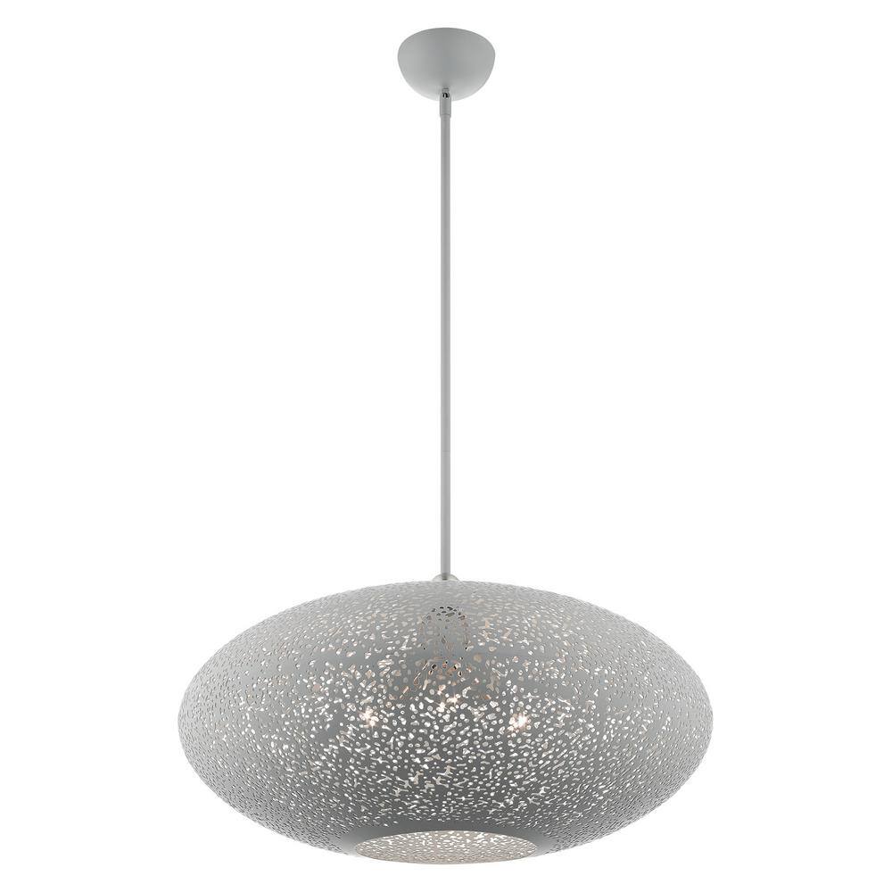 Nordic Gray Brushed Nickel 3-Light Crystal Globe Pendant