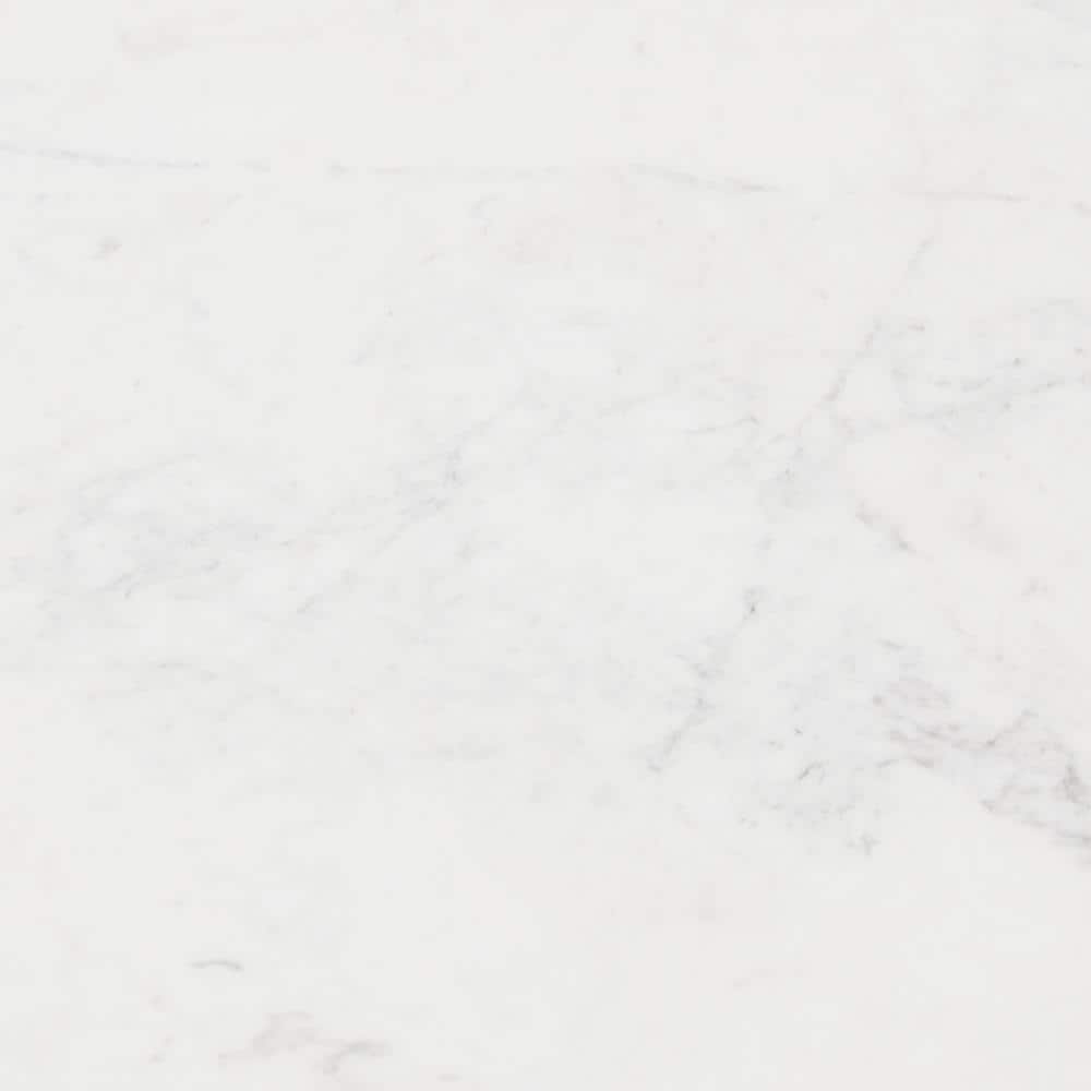 White Marble Top Round Side Table with Silver Cast Aluminum Base