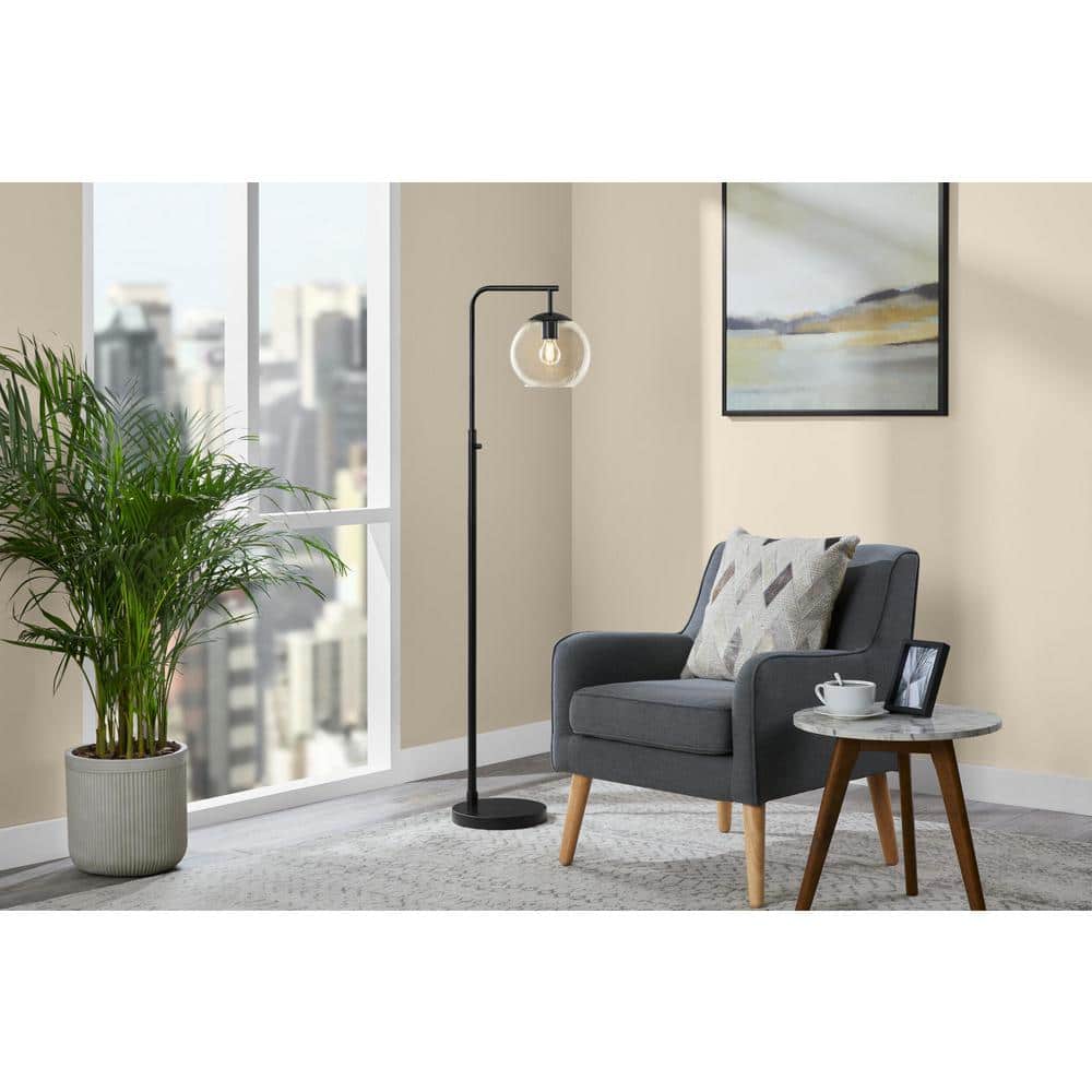 Hampton Bay - 59 in. Black Frazier Floor Lamp with Clear Glass Shade