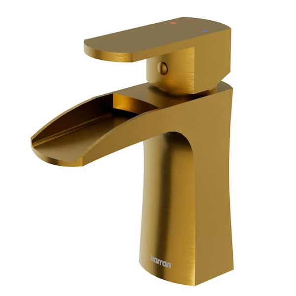 Kassel Single-Handle Single-Hole Basin Bathroom Faucet with Matching Pop-Up Drain in Gold